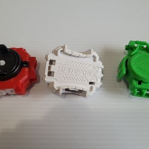 Lot Assorted Beyblade Lot Of 3 White Red Green.